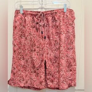 Peter Millar Men's Cape Red Seaside Pacific Palms Graphic Print 8" Swim Trunks
